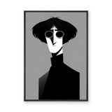 Portrait Modern Minimalist Wall Art – Round Glasses in Black and White