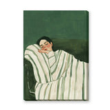 Portrait Modern Minimalist Wall Art – Sleeping Woman in Green