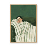 Portrait Modern Minimalist Wall Art – Sleeping Woman in Green