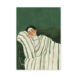 Portrait Modern Minimalist Wall Art – Sleeping Woman in Green