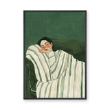 Portrait Modern Minimalist Wall Art – Sleeping Woman in Green