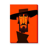 Portrait Modern Pop-Art Wall Art – Orange Bearded Man in Wide Hat