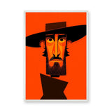 Portrait Modern Pop-Art Wall Art – Orange Bearded Man in Wide Hat
