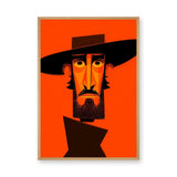 Portrait Modern Pop-Art Wall Art – Orange Bearded Man in Wide Hat