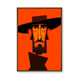 Portrait Modern Pop-Art Wall Art – Orange Bearded Man in Wide Hat