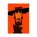Portrait Modern Pop-Art Wall Art – Orange Bearded Man in Wide Hat
