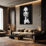 Portrait Modern Wall Art – Black and White No Silence Woman Print
