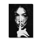 Portrait Modern Wall Art – Black and White No Silence Woman Print