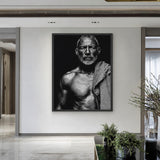 Portrait Photography Modern Minimalist Wall Art – Black-and-White Bearded Man