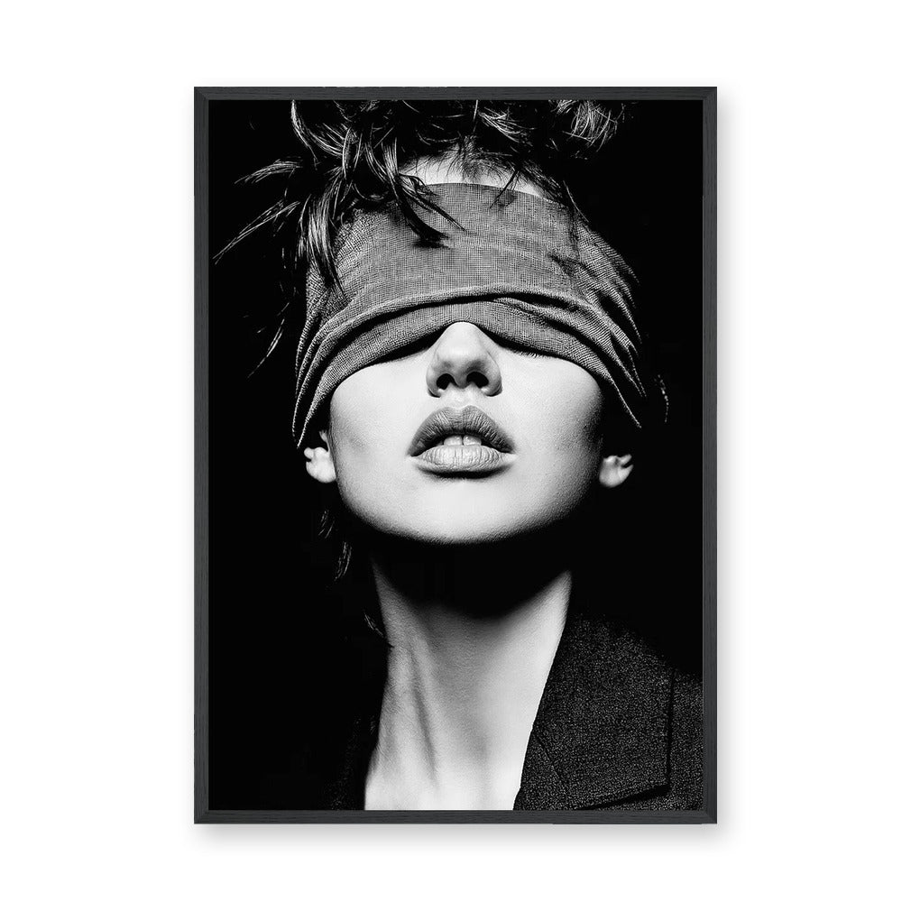 Portrait Photography Modern Wall Art – Black and White Blindfolded Woman