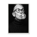 Portrait Photography Modern Wall Art – Black and White Bubble Gum Woman