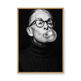 Portrait Photography Modern Wall Art – Black and White Bubble Gum Woman