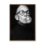 Portrait Photography Modern Wall Art – Black and White Bubble Gum Woman