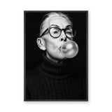 Portrait Photography Modern Wall Art – Black and White Bubble Gum Woman