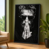 Portrait Photography Modern Wall Art – Black and White Praying Man