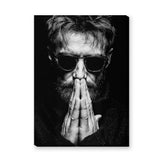 Portrait Photography Modern Wall Art – Black and White Praying Man