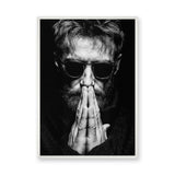 Portrait Photography Modern Wall Art – Black and White Praying Man