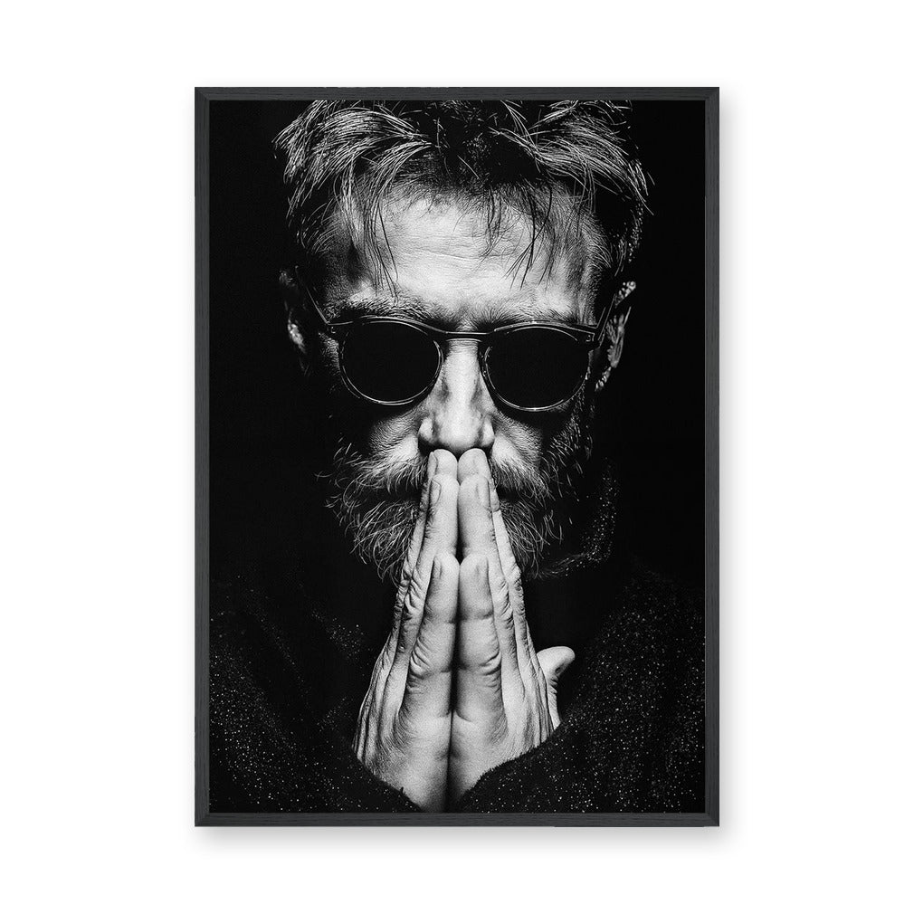 Portrait Photography Modern Wall Art – Black and White Praying Man