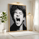 Portrait Photography Modern Wall Art – Black and White Screaming Close-Up