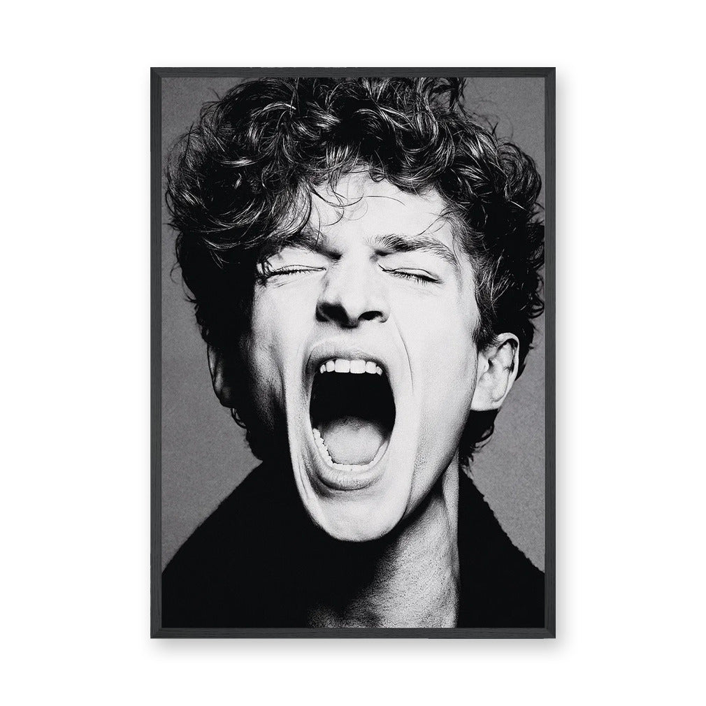 Portrait Photography Modern Wall Art – Black and White Screaming Close-Up