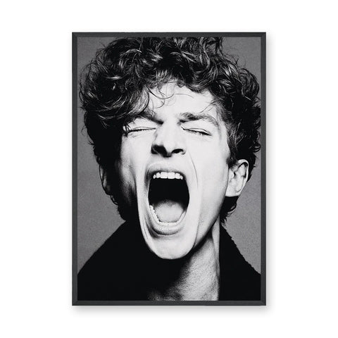Portrait Photography Modern Wall Art – Black and White Screaming Close-Up