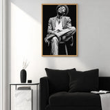 Portrait Photography Modern Wall Art – Black and White Seated Hat Figure