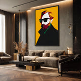 Portrait Pop-Art Wall Art – Bearded Man Sunglasses on Yellow