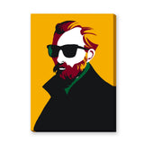 Portrait Pop-Art Wall Art – Bearded Man Sunglasses on Yellow