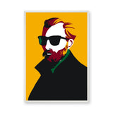 Portrait Pop-Art Wall Art – Bearded Man Sunglasses on Yellow