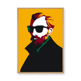 Portrait Pop-Art Wall Art – Bearded Man Sunglasses on Yellow