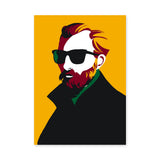 Portrait Pop-Art Wall Art – Bearded Man Sunglasses on Yellow