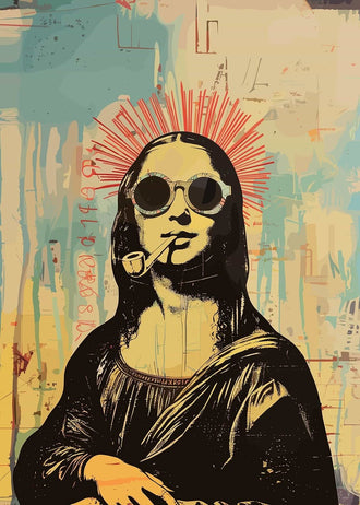 Portrait Pop Art Wall Art – Mona Lisa With Sunglasses and Pipe