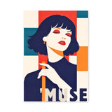 Portrait Pop Art Wall Art – Retro Muse Woman with Bold Typography