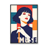 Portrait Pop Art Wall Art – Retro Muse Woman with Bold Typography