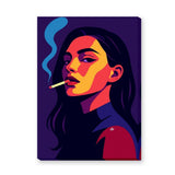Portrait Pop Art Wall Art – Smoking Woman on Purple Background
