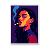 Portrait Pop Art Wall Art – Smoking Woman on Purple Background