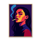 Portrait Pop Art Wall Art – Smoking Woman on Purple Background