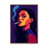Portrait Pop Art Wall Art – Smoking Woman on Purple Background