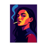 Portrait Pop Art Wall Art – Smoking Woman on Purple Background