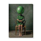 Portrait Surreal Modern Wall Art – Green Balloon Head Woman