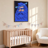Portrait Surreal Pop-Art Wall Art – Blue Spiral Bearded Figure