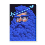 Portrait Surreal Pop-Art Wall Art – Blue Spiral Bearded Figure
