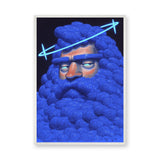 Portrait Surreal Pop-Art Wall Art – Blue Spiral Bearded Figure