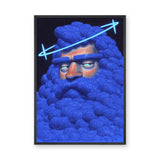 Portrait Surreal Pop-Art Wall Art – Blue Spiral Bearded Figure