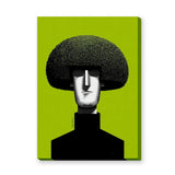 Portrait Surreal Wall Art – Mushroom Hair on Bright Green