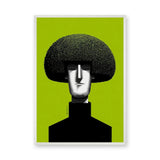 Portrait Surreal Wall Art – Mushroom Hair on Bright Green