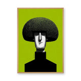 Portrait Surreal Wall Art – Mushroom Hair on Bright Green