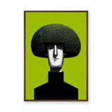 Portrait Surreal Wall Art – Mushroom Hair on Bright Green