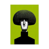 Portrait Surreal Wall Art – Mushroom Hair on Bright Green