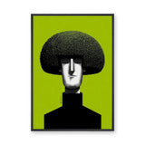 Portrait Surreal Wall Art – Mushroom Hair on Bright Green